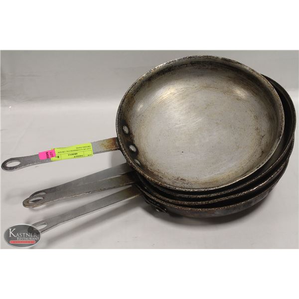 LOT OF 4 COMMERCIAL GRADE FRYING PANS