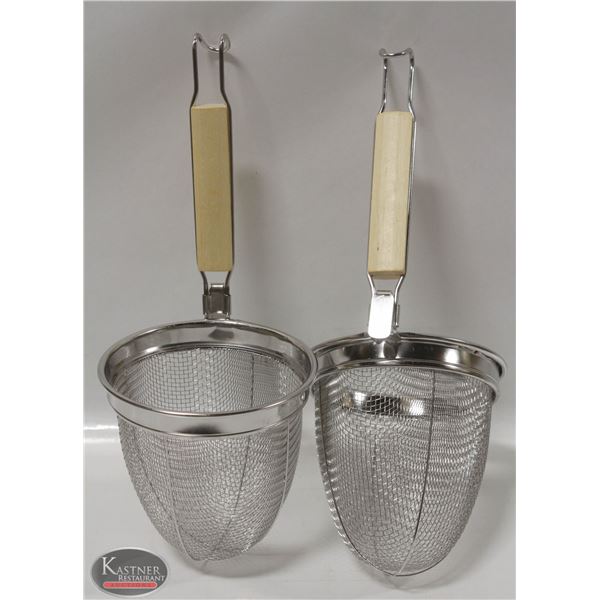 2 NEW S/S MESH / PERFORATED PASTA BASKETS