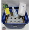 Image 1 : TOTE W/ CASE OF NEW ECOLAB BOTTLES (NO NOZZLE),