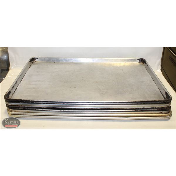 STACK OF 8 FULL SIZE ALUMINUM BUN PANS