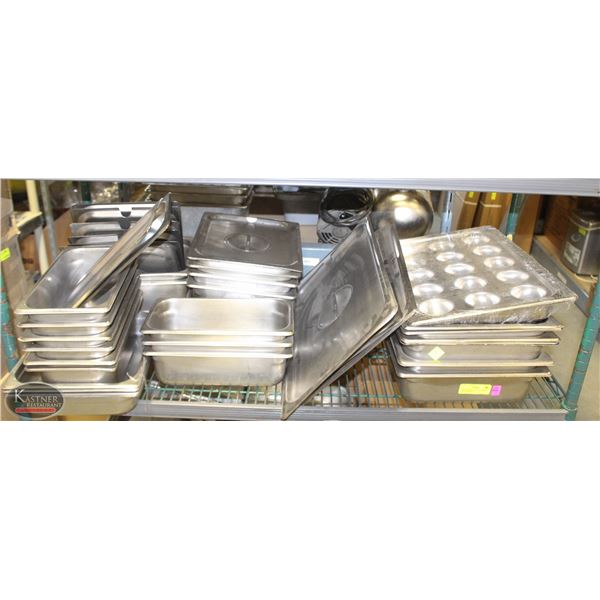 SHELF OF ASSORTED STAINLESS STEEL INSERTS