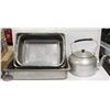 LOT OF ASSORTED  ALUMINUM ROASTING PAN & KETTLE