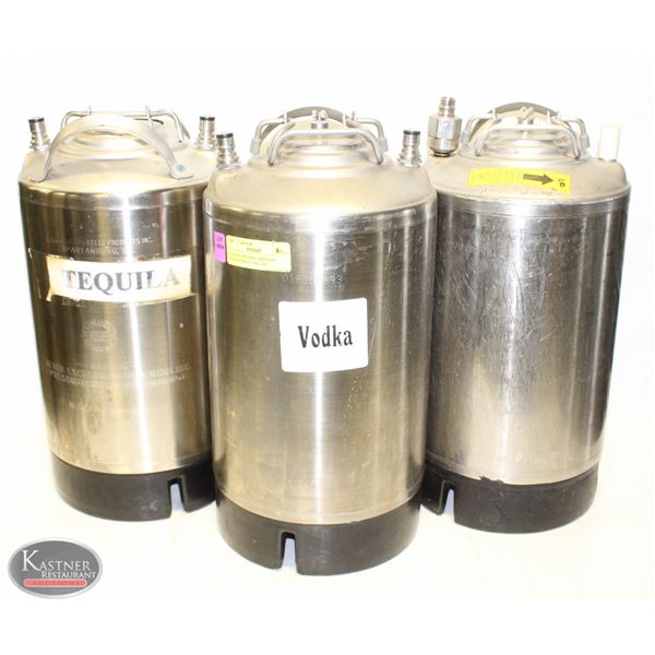 3 STAINLESS STEEL PRESSURE CONTAINERS- 3 GALLON