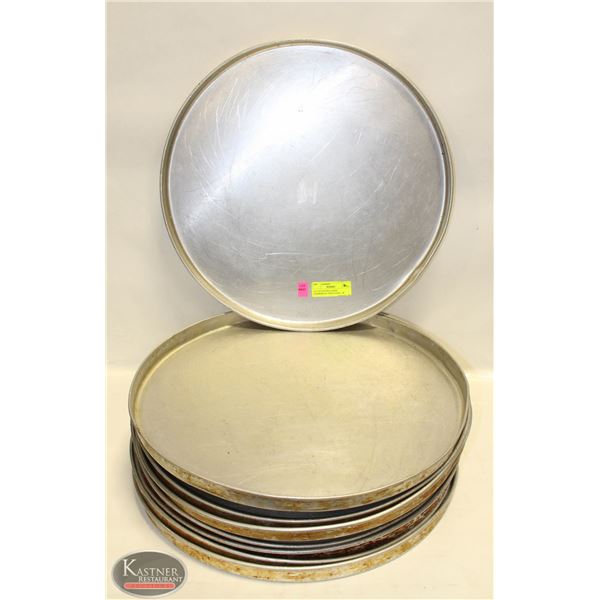 LOT OF 8 EXTRA LARGE COMMERCIAL PIZZA PANS - 18"