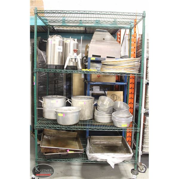 3' GREEN WIRE STORAGE RACK ON HD CASTORS - 4 TIER