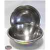 THREE 12" STAINLESS STEEL MIXING BOWLS