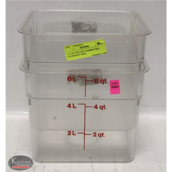 LOT OF TWO 6QT CAMBRO DRY INGREDIENT BINS