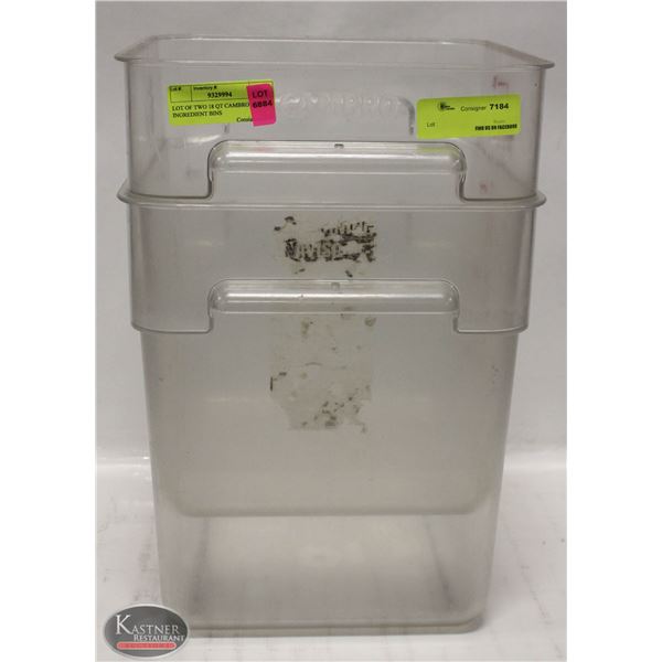 LOT OF TWO 18 QT CAMBRO DRY INGREDIENT BINS