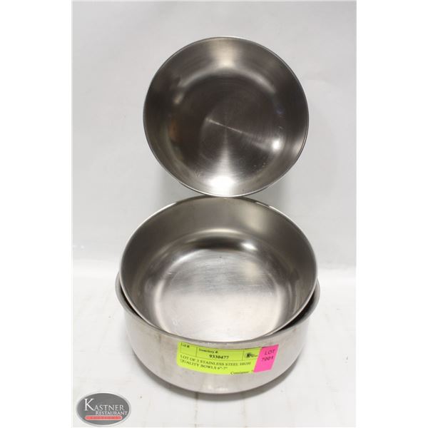 LOT OF 3 STAINLESS STEEL HIGH QUALITY BOWLS 6 -7 