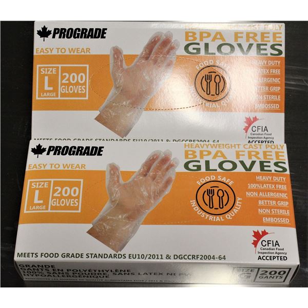 2 SEALED BOXES OF PROGRADE FOOD SAFE POLY GLOVES