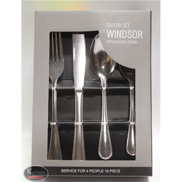 NEW 16PC WINDSOR STAINLESS STEEL CUTLERY SET