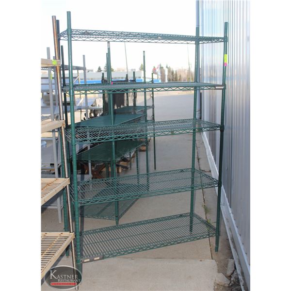 4' GREEN WIRE STORAGE RACK -5 TIER