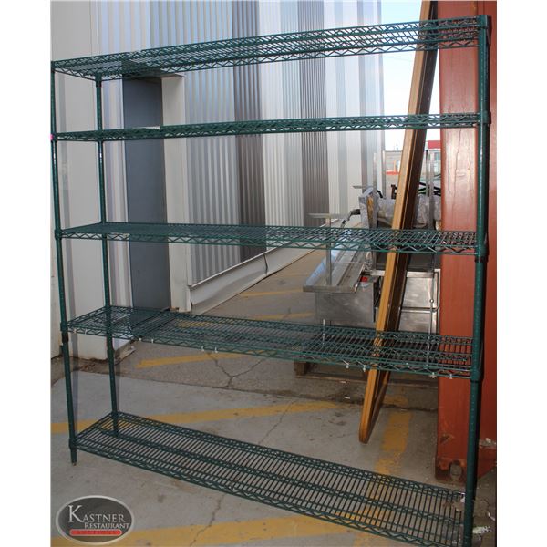 6' GREEN 5-TIER WIRE STORAGE RACK 72 X14 X75 