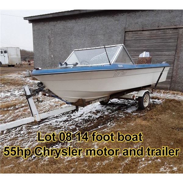 14 foot boat 55hp Chrysler motor and trailer
