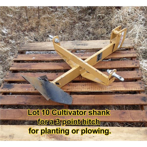 Cultivator shank for a 3 point hitch for planting or plowing
