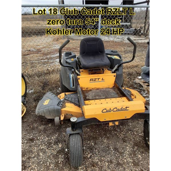 Club Cadet RZLT L zero turn 54" deck Kohler Motor 24 HP