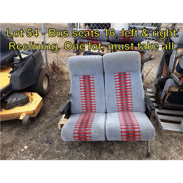 Bus seats 16. left & right. Reclining