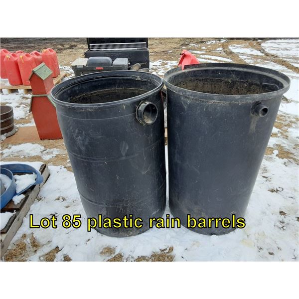 Plastic rain barrels