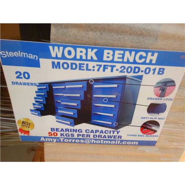 STEELMAN 7' WORK BENCH W/ 20 DRAWERS