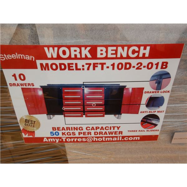 STEELMAN 7' WORK BENCH W/ 10 DRAWERS