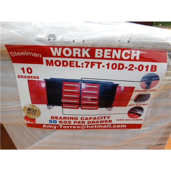 STEELMAN 7' WORK BENCH W/ 10 DRAWERS