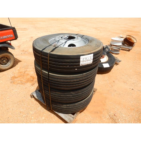 BRIDGESTONE 11R22.5 TIRES W/ RIMS