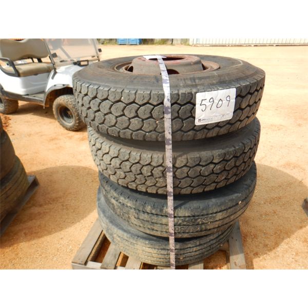 (4) 10.00R20 TIRES & RIMS (A2)
