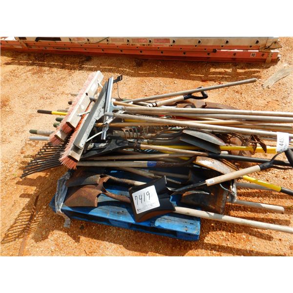 (1) PALLET MISC, RACKS, SHOVELS (B9)
