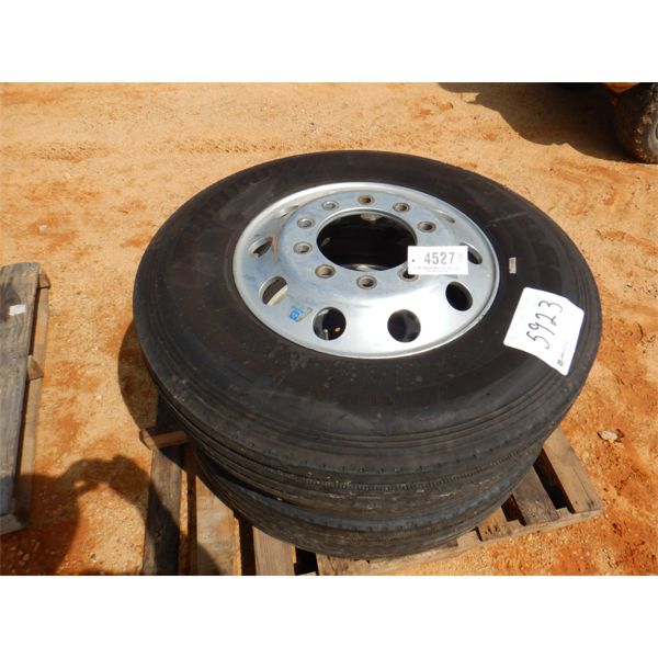 (2) 11r22.5 TIRES W/ALUMINUM RIMS (A2)