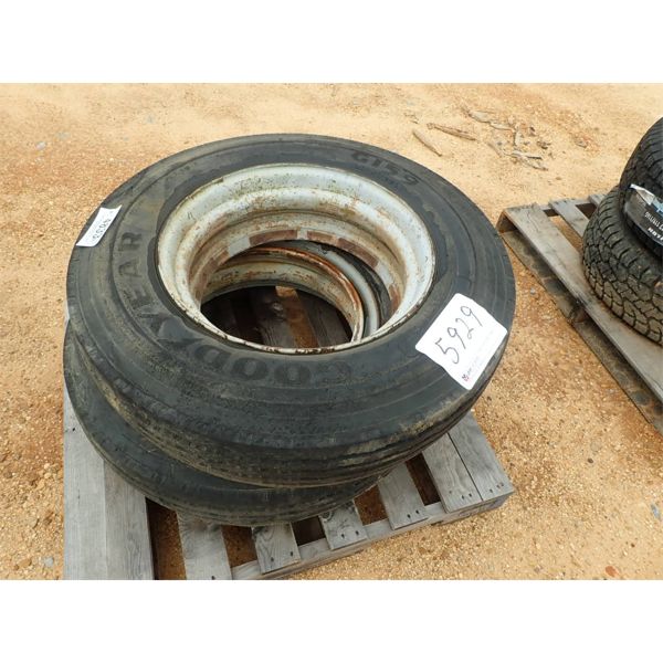 (3) 9R22.5 TIRES & RIMS (A2)