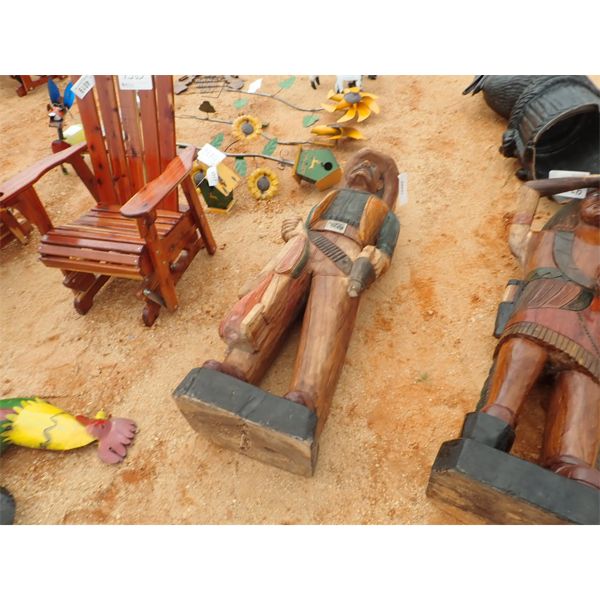 WOODEN COWBOY CARVING, 5' TALL