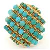 Image 2 : Vintage Large 18k Yellow Gold 50 Natural Round Turquoise Wire Dome Cocktail Ring