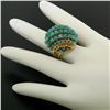 Image 8 : Vintage Large 18k Yellow Gold 50 Natural Round Turquoise Wire Dome Cocktail Ring