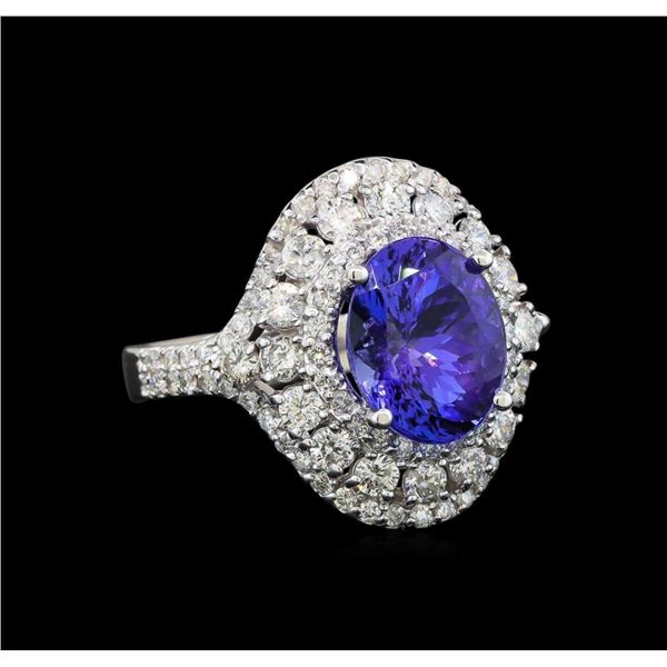 14KT White Gold 3.40 ctw Tanzanite and Diamond Ring