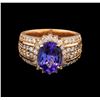 Image 2 : 14KT Rose Gold 3.75 ctw Tanzanite and Diamond Ring