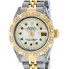 Image 1 : Rolex Ladies 2 Tone MOP Emerald & Pyramid Diamond Diamond Datejust Wriswatch