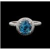 Image 2 : 4.23 ctw Blue Zircon and Diamond Ring - 14KT White Gold