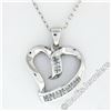 Image 1 : 10kt White Gold 0.25 ctw Dual Channel Princess Cut Diamond Open Heart Pendant Ne