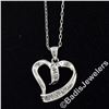 Image 2 : 10kt White Gold 0.25 ctw Dual Channel Princess Cut Diamond Open Heart Pendant Ne