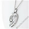 Image 4 : 10kt White Gold 0.25 ctw Dual Channel Princess Cut Diamond Open Heart Pendant Ne