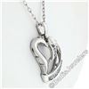 Image 5 : 10kt White Gold 0.25 ctw Dual Channel Princess Cut Diamond Open Heart Pendant Ne