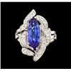 Image 2 : 2.29 ctw Tanzanite and Diamond Ring - 14KT White Gold