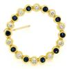 Image 1 : 18k Yellow Gold .70 ctw Bezel Round Sapphire & Diamond Circle of Life Pin Brooch