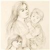 Image 2 : "Robert with Mother and Sister" Limited Edition Lithograph by Edna Hibel (1917-2