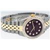 Image 3 : Rolex Mens 2 Tone Maroon Princess Cut Diamond Datejust Wristwatch With Rolex Box