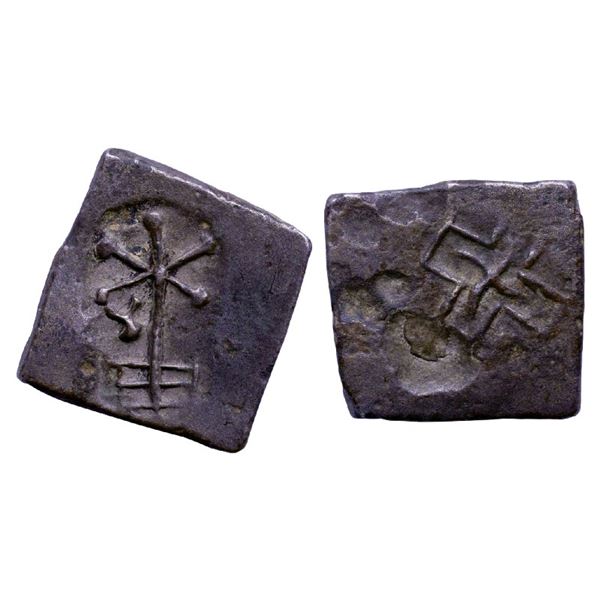 Ancient India: Pre-Satavahana, Uninscribed , Prakashe Area  Punch Marked type, Copper Unit, 6.05gms