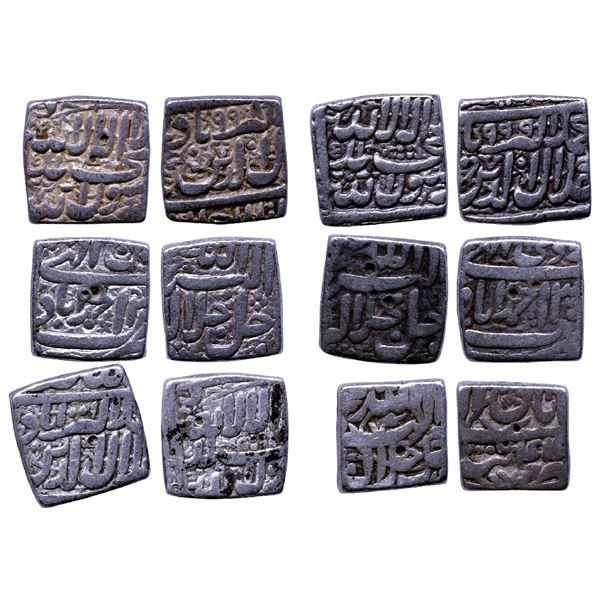 Mughals: Akbar, Silver Square Rupee, Ahmedabad Mint (5)