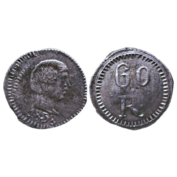 Portuguese India: Goa, Pedro V (1853-1861AD), Silver 50 Reis (Tanga), 1.10gms