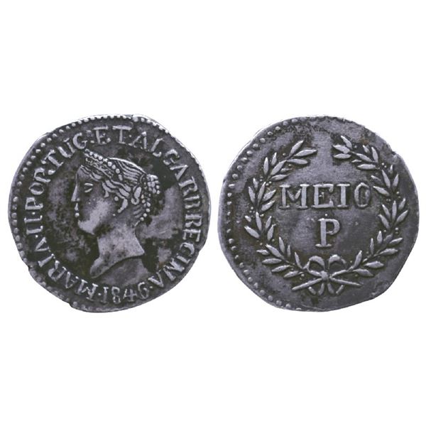 Portuguese India: Goa, Maria II (1834-1853 AD), Silver ½ Pardao (150 Reis), 2.61gms