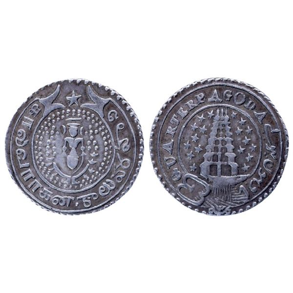 East India Company: Silver ¼ Pagoda, 10.50g, 2nd issue, 1808